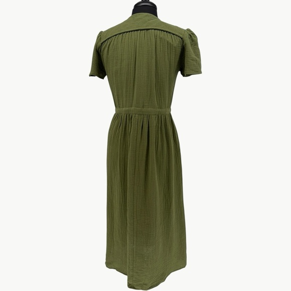 NWT Christy Dawn The Dawn Cotton Gauze Midi Dress | Sz Small | Forest Green - Picture 5 of 16